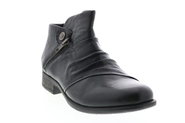 Earth Ronan Flat Boot RONAN-BLK Womens Black Leather Ankle & Booties Boots For Sale