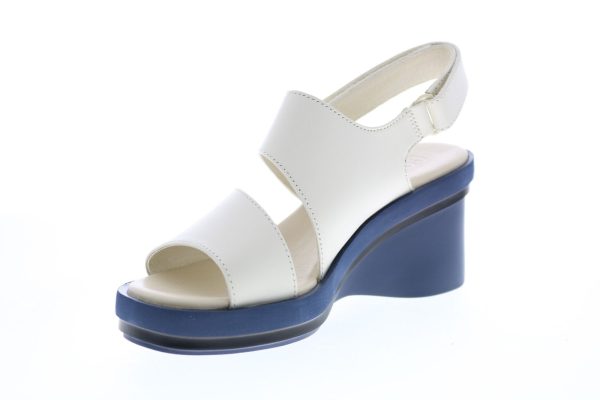 Camper Kyra K200965-001 Womens Beige Leather Strap Slingback Sandals Shoes Sale - Image 4