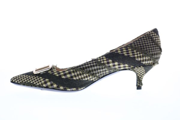 Bruno Magli Moana Womens Green Canvas Slip On Pumps Heels Shoes Online Hot Sale - Image 5