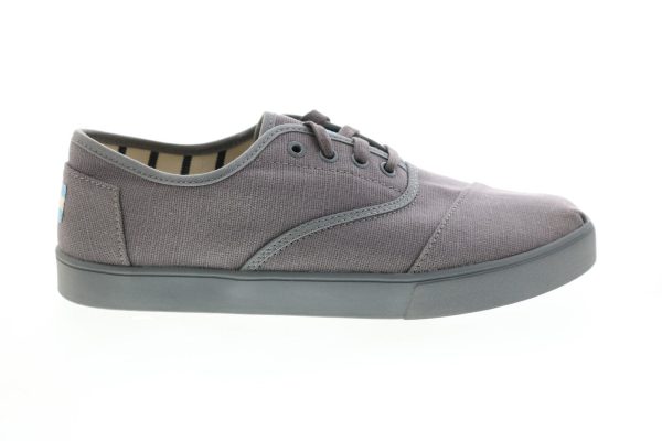 Toms Cordones 10013549 Mens Gray Canvas Lace Up Lifestyle Sneakers Shoes Supply
