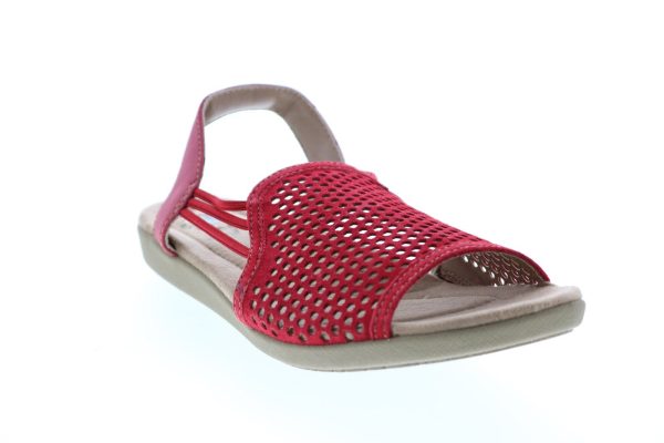 Earth Hadley Suede Womens Red Leather Slip On Strap Sandals Shoes Online