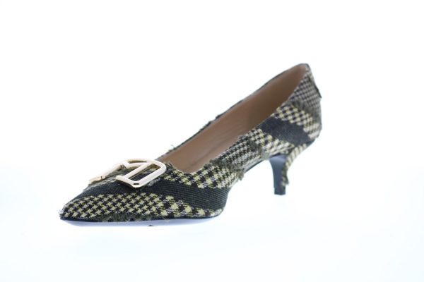 Bruno Magli Moana Womens Green Canvas Slip On Pumps Heels Shoes Online Hot Sale - Image 4