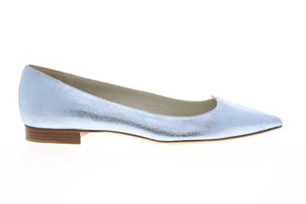Bruno Magli Greta Womens Silver Suede Slip On Ballet Flats Shoes Online Hot Sale