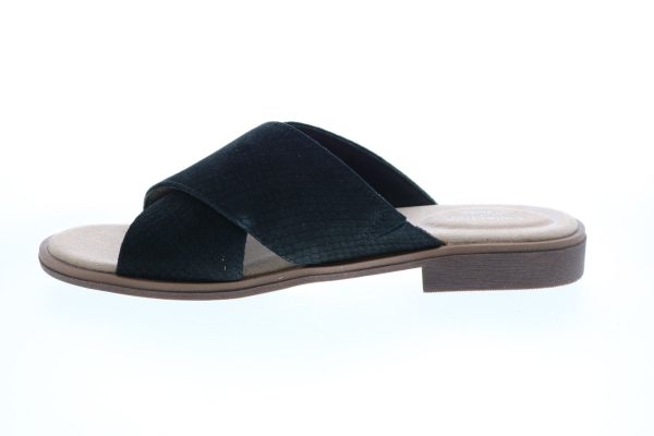 Clarks Declan Ivy Nubuck 26150057 Womens Black Slip On Slides Sandals Shoes Online now - Image 5