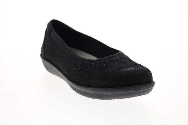 Clarks Ayla Low 26137787 Womens Black Wide Canvas Slip On Ballet Flats Shoes For Sale