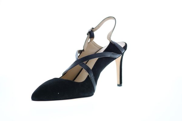 Bruno Magli Carla Womens Black Suede Adjustable Strap Heels Shoes Discount - Image 4