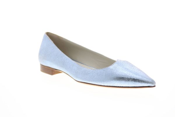 Bruno Magli Greta Womens Silver Suede Slip On Ballet Flats Shoes Online Hot Sale - Image 2
