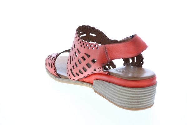 Spring Step Petra PETRA-RD Womens Red Leather Strap Slingback Sandals Shoes Discount - Image 2