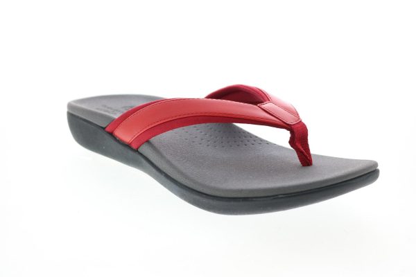 Clarks Brio Sol 26150838 Womens Red Synthetic Slip On Flip-Flops Sandals Shoes Online - Image 2