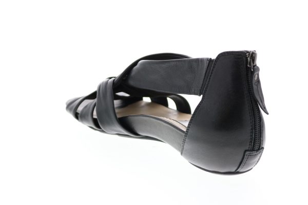 Earthies Sora Flat SORA-BLK Womens Black Leather Zipper Flats Shoes Online now - Image 2