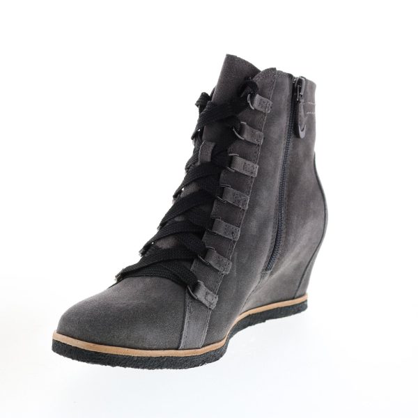 Earth Kalmar Womens Gray Suede Lace Up Casual Dress Boots Supply - Image 4