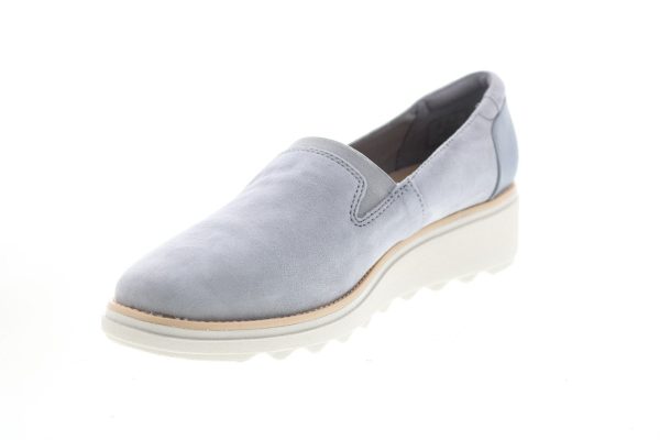 Clarks Sharon Dolly 26147478 Womens Gray Nubuck Slip On Loafer Flats Shoes For Discount - Image 4