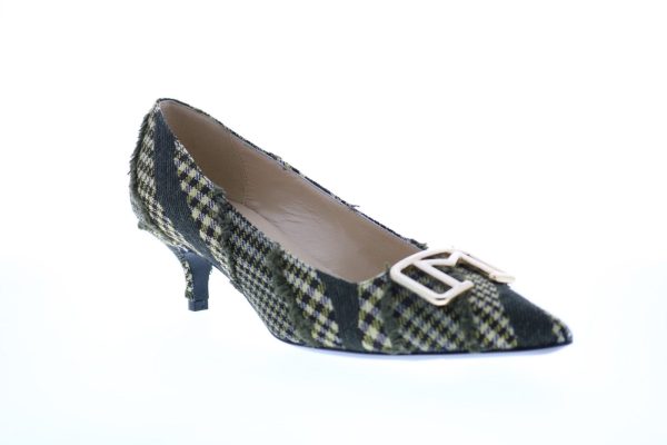 Bruno Magli Moana Womens Green Canvas Slip On Pumps Heels Shoes Online Hot Sale - Image 2