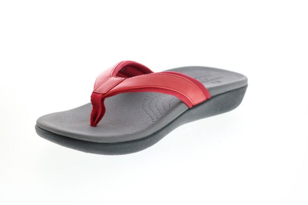 Clarks Brio Sol 26150838 Womens Red Synthetic Slip On Flip-Flops Sandals Shoes Online - Image 4