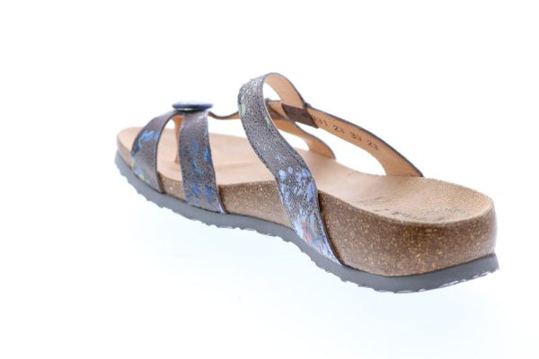 Think! Julia 02 Thong Womens Gray Leather Flip-Flops Sandals Shoes on Sale - Image 2