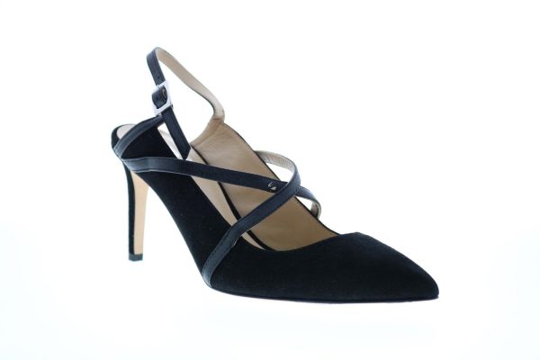 Bruno Magli Carla Womens Black Suede Adjustable Strap Heels Shoes Discount - Image 2