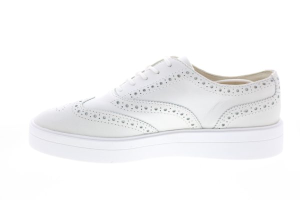 Clarks Hero Brogue 26149394 Womens White Leather Lifestyle Sneakers Shoes For Sale - Image 5
