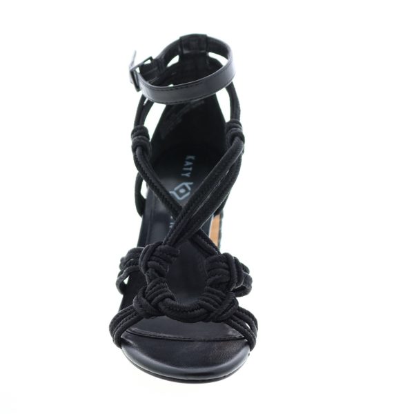 Katy Perry The Roped Womens Black Canvas Strap Strap Heels Shoes Online - Image 3