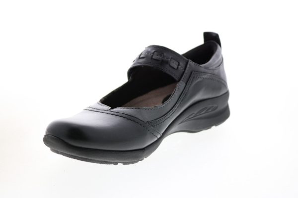 Earth Angelica Leather Womens Black Narrow Mary Jane Flats Shoes Discount - Image 4