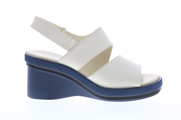 Camper Kyra K200965-001 Womens Beige Leather Strap Slingback Sandals Shoes Sale