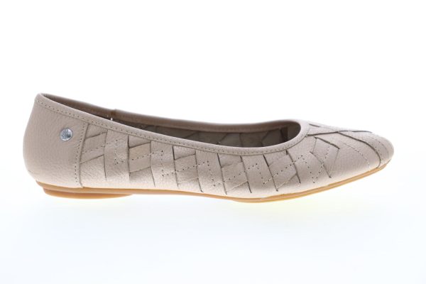 Hush Puppies Emmaline Chaste HW05284 Womens Beige Tan Leather Ballet Flats Shoes Supply