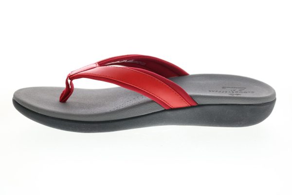 Clarks Brio Sol 26150838 Womens Red Synthetic Slip On Flip-Flops Sandals Shoes Online - Image 5