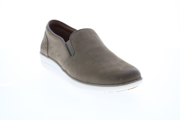 Aetrex Josie CS276 Womens Gray Leather Slip On Loafer Flats Shoes Online now