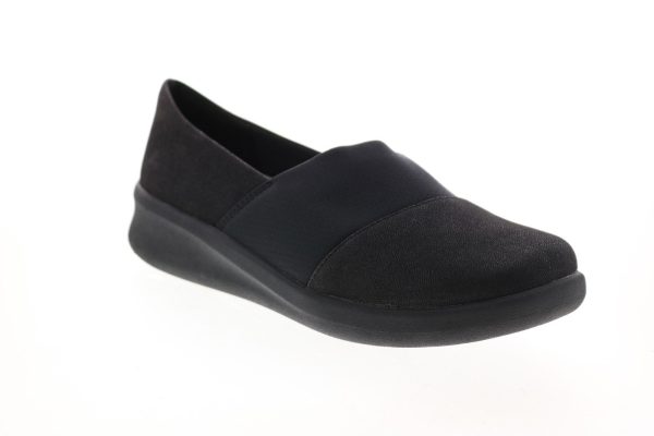 Clarks Sillian 2.0 Moon 26148535 Womens Black Canvas Loafer Flats Shoes Supply - Image 2