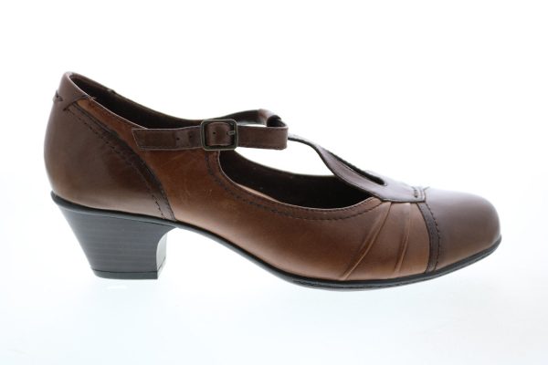 Earth Wanderlust Mj Heel Womens Brown Wide Leather Mary Jane Flats Shoes For Sale