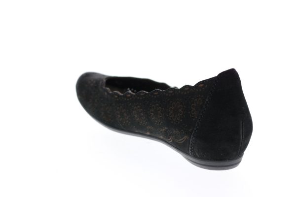 Earthies Lindi LINDI-BLK Womens Black Leather Slip On Ballet Flats Shoes Online Hot Sale - Image 2