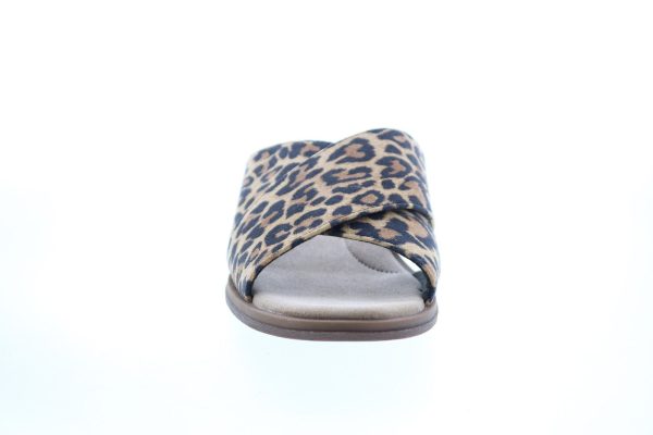 Clarks Declan Ivy Leopard Print Womens Brown Leather Slides Sandals Shoes For Cheap - Image 3