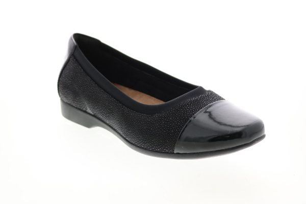 Clarks Un Darcey Cap 26144963 Womens Black Suede Ballet Flats Shoes Sale - Image 2