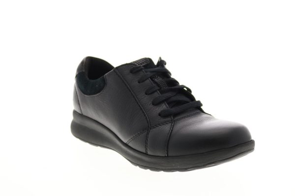 Clarks Un Adorn Lace 26136071 Womens Black Leather Lifestyle Sneakers Shoes Online now - Image 2