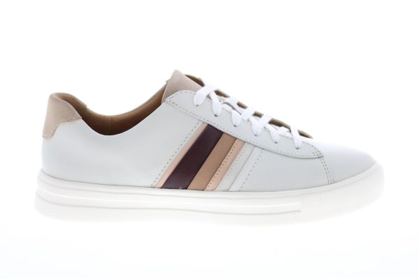 Clarks Un Maui Band 26150528 Womens White Leather Lifestyle Sneakers Shoes For Cheap