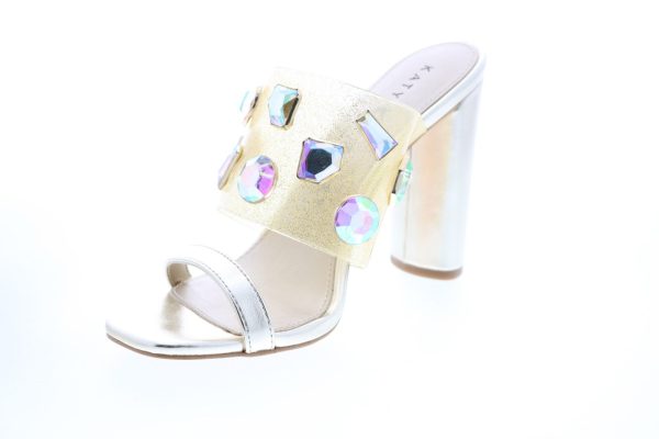 Katy Perry The Finca Womens Gold Synthetic Slip On Strap Heels Shoes on Sale - Image 4