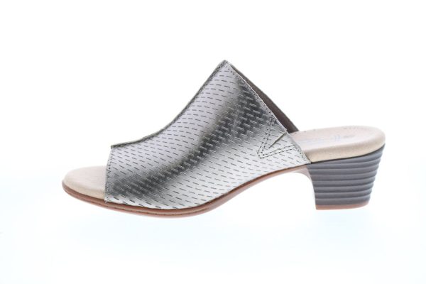 Clarks Valarie Caddy  26143197 Womens Gray Wide Leather Mules Heels Shoes on Sale - Image 5