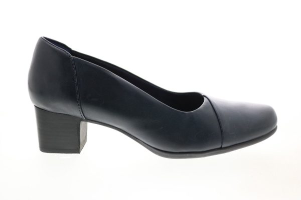 Clarks Un Damson Step 26144345 Womens Blue Leather Slip On Pumps Heels Shoes Fashion