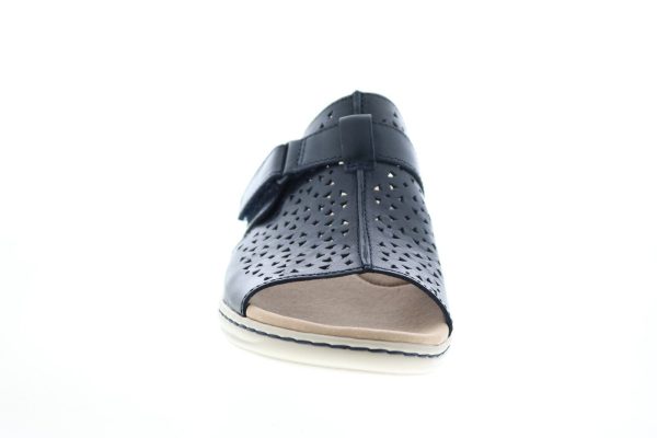 Clarks Leisa Fox 26143158 Womens Blue Leather Strap Slides Sandals Shoes on Sale - Image 3