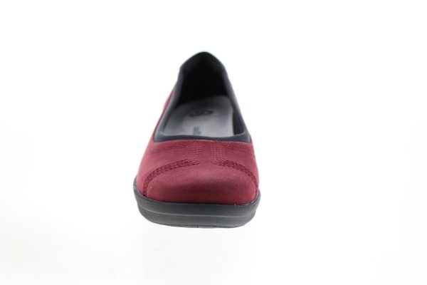 Clarks Ayla Low 26137783 Womens Burgundy Canvas Slip On Ballet Flats Shoes Hot on Sale - Image 3