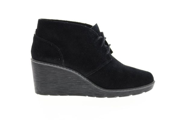 Clarks Hazen Charm 26137257 Womens Black Suede Lace Up Ankle & Booties Boots Discount