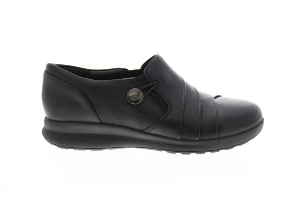 Clarks Un Adorn Loop 26147430 Womens Black Leather Strap Loafer Flats Shoes Supply