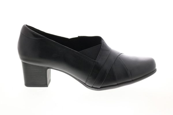 Clarks Juliet Lora 26136925 Womens Black Wide Leather Loafer Flats Shoes Fashion