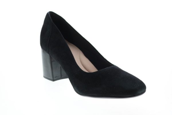 Clarks Chantelle Ava 26145254 Womens Black Suede Slip On Pumps Heels Shoes Sale - Image 2