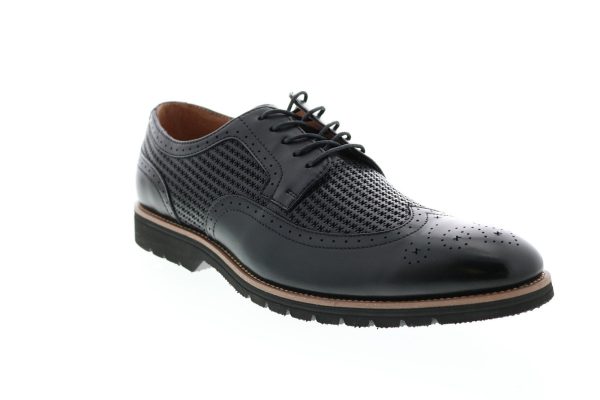 Stacy Adams Emile 25236-001 Mens Black Leather Wingtip Oxfords Shoes Discount - Image 2