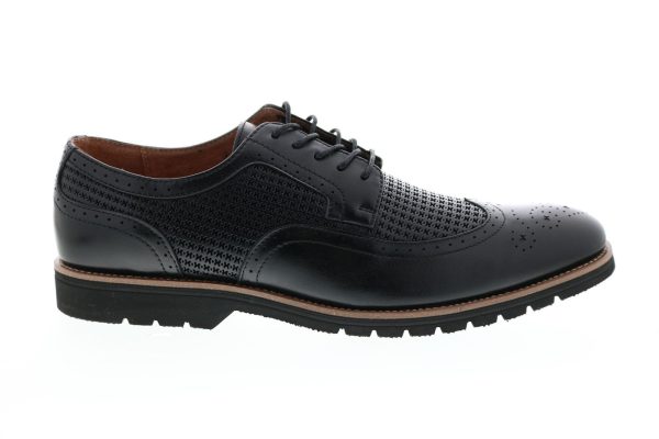 Stacy Adams Emile 25236-001 Mens Black Leather Wingtip Oxfords Shoes Discount