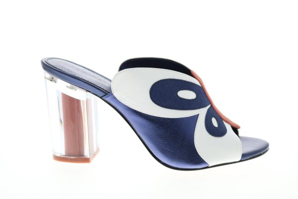 Katy Perry The Kirra Womens Blue Synthetic Slip On Mules Heels Shoes For Cheap