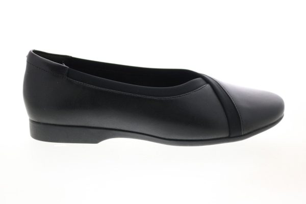 Clarks Un Darcey Ease 26144984 Womens Black Leather Loafer Flats Shoes For Discount