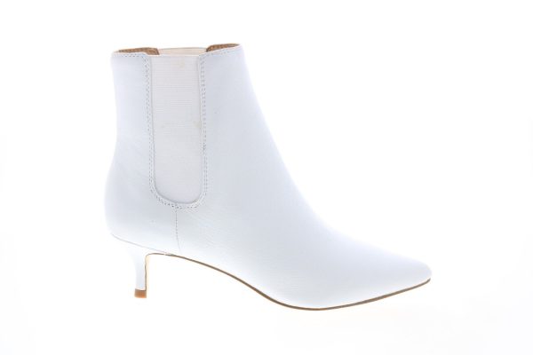 Katy Perry The Joan Womens White Leather Slip On Ankle & Booties Boots Supply
