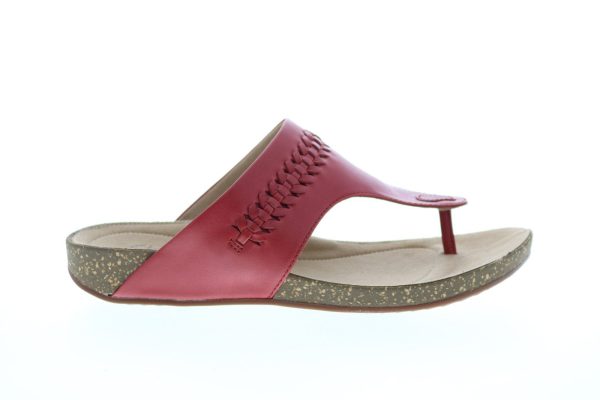 Clarks Un Perri Vibe 26148697 Womens Red Wide Flip-Flops Sandals Shoes on Sale