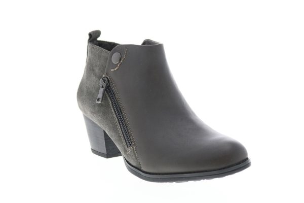 Earth Conway Maple Leather Womens Gray Zipper Ankle & Booties Boots Sale - Image 2